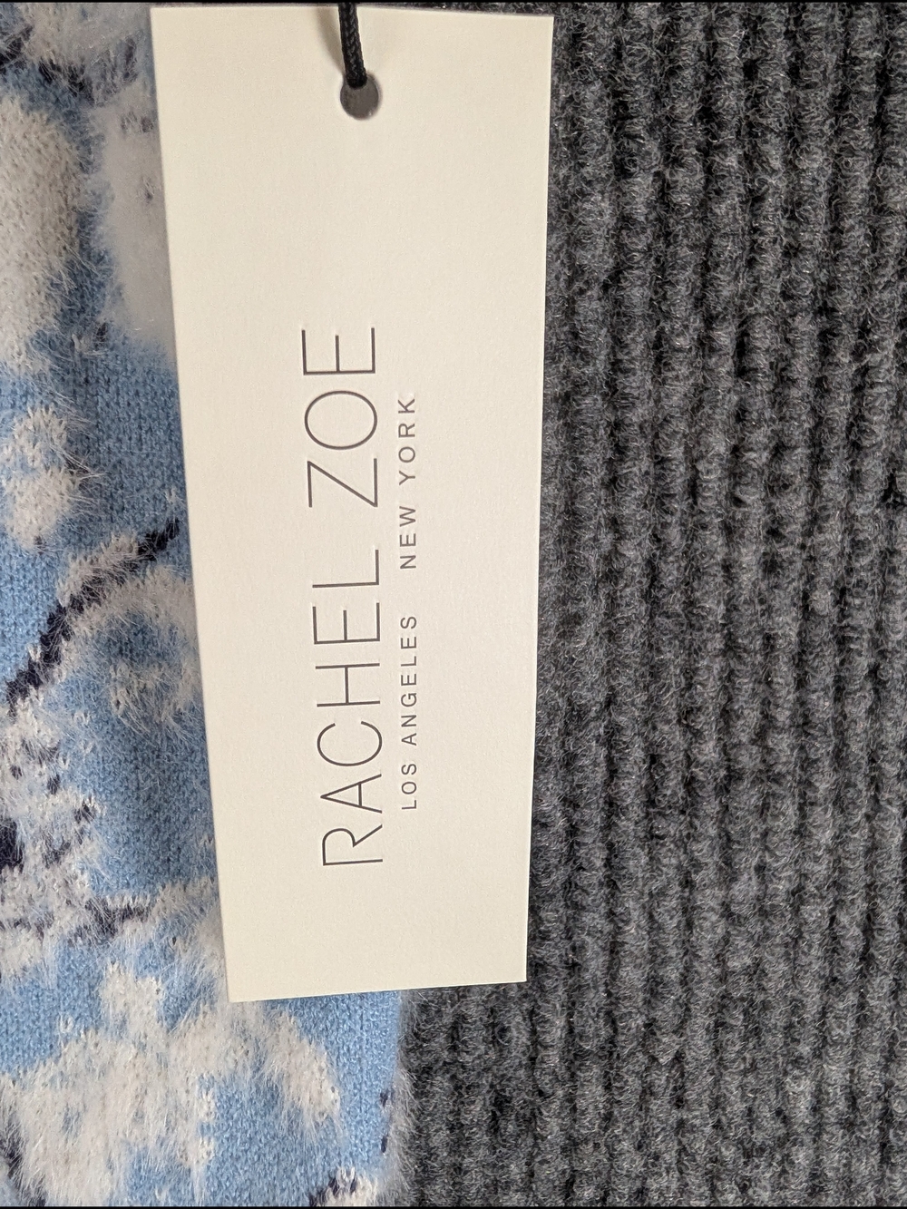 NWT Rachel Zoe Blue White Floral Eyelash Knit Short Sleeve Sweater Size M - Picture 5 of 7